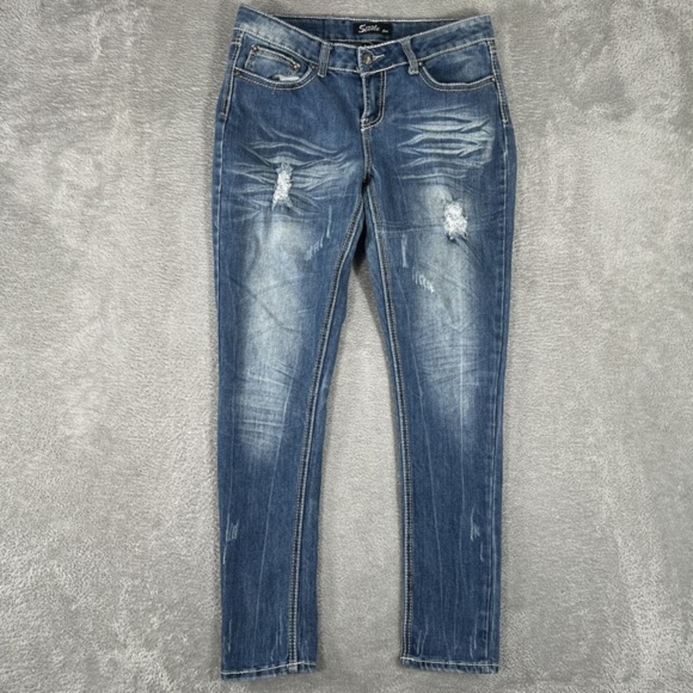 Sizzle Jeans Womens 9‎ Distressed Skinny Stretch Embellished Pocket Denim Pants